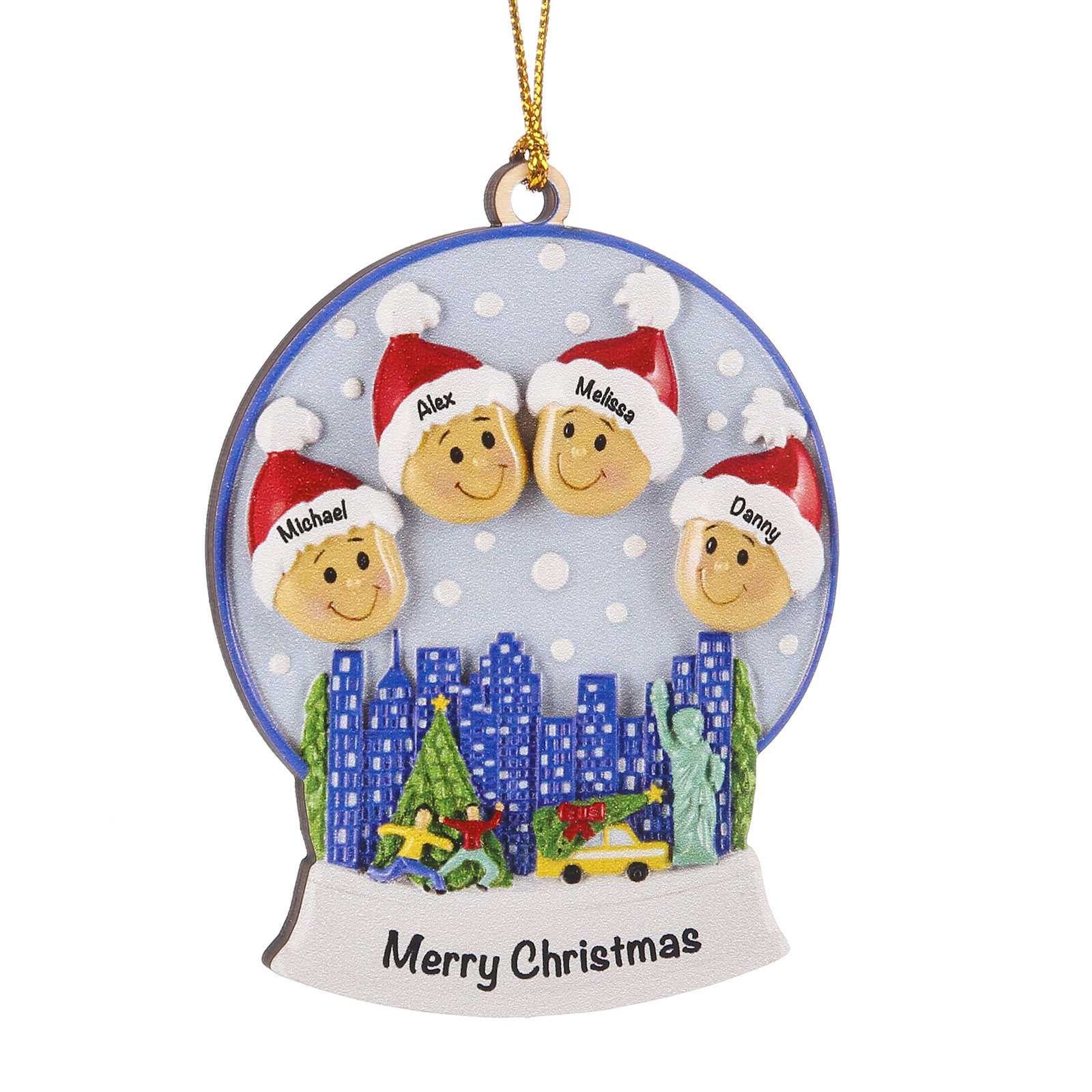 Navidad-Ornamentos Navideños de Madera Bola de cristal 4 Nombres con Texto Personalizados