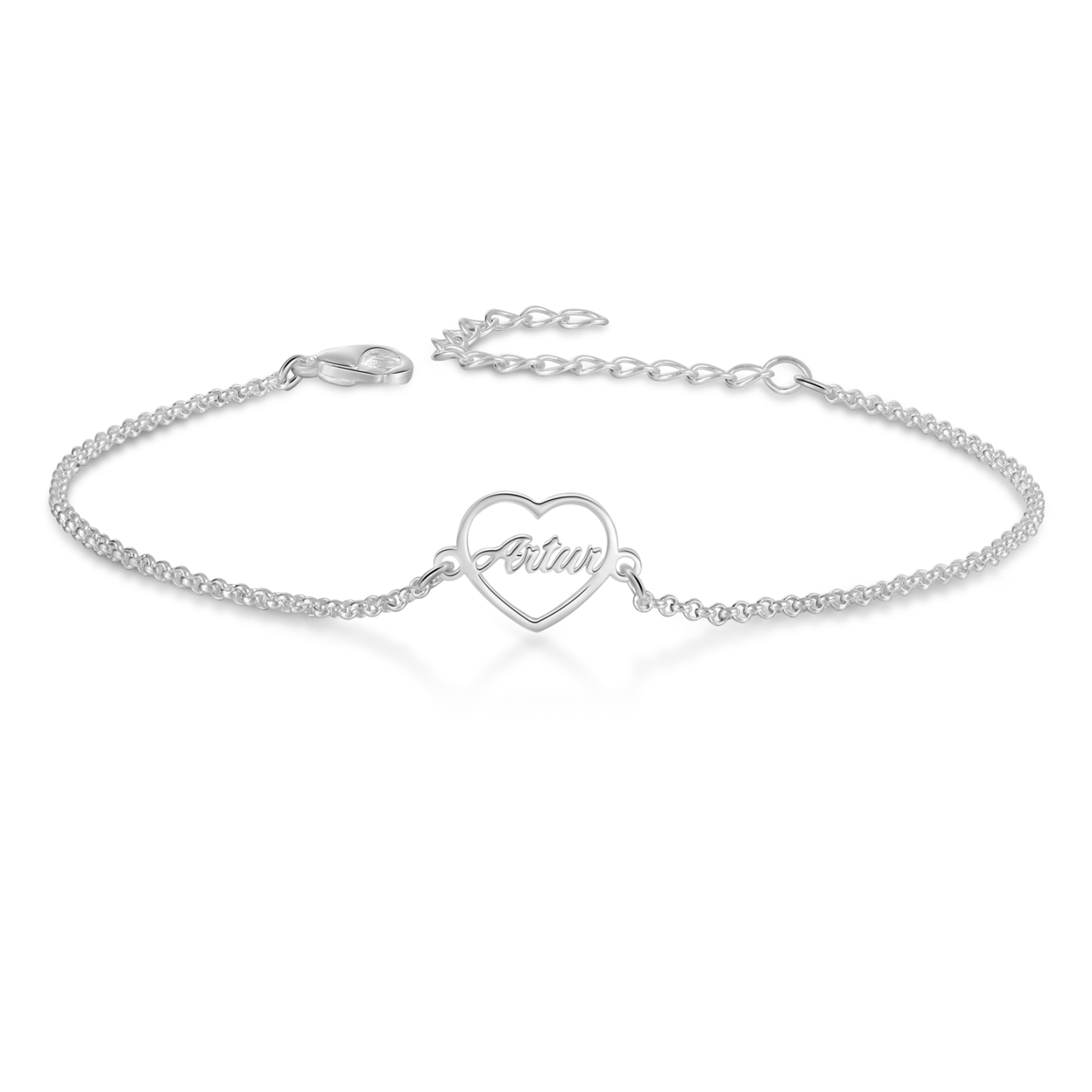 Pulsera 1-4 nombres personalizados con dije de corazón-Jessemade ES