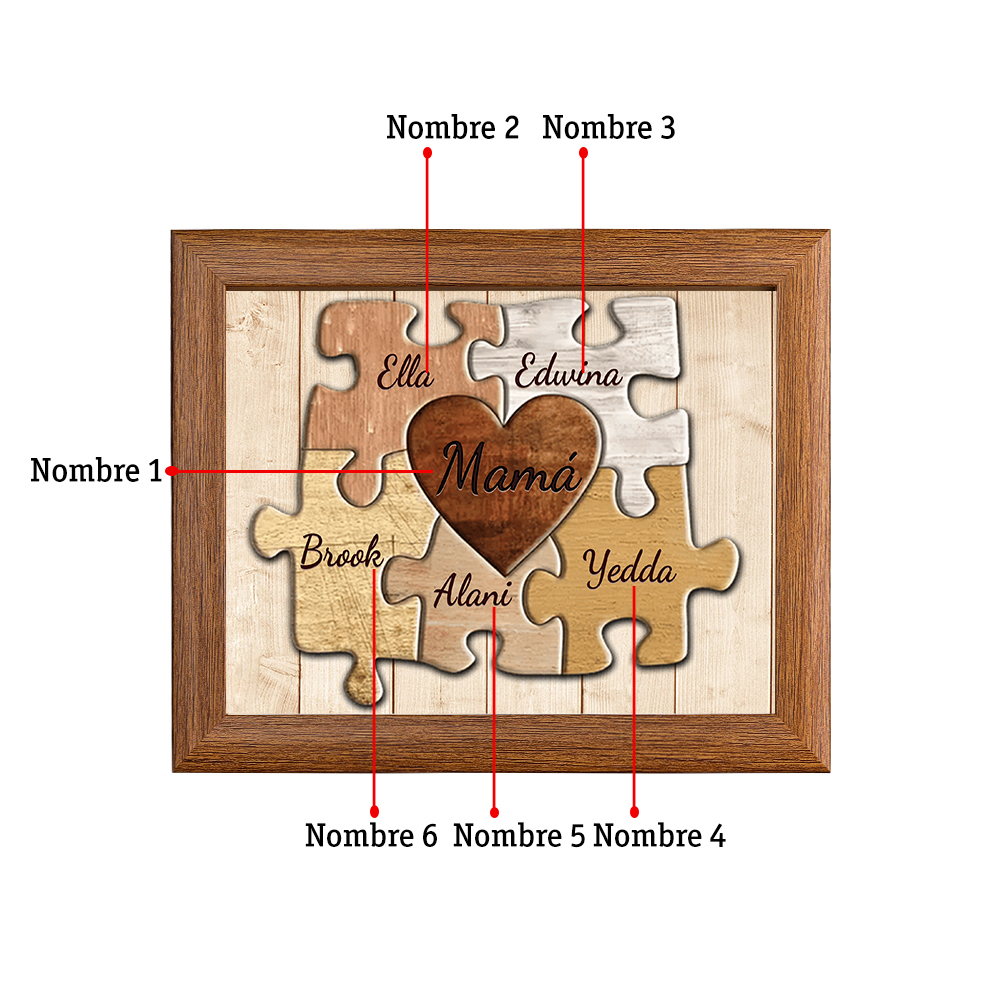 A mi mamá-Marco de 3-9 nombres personalizados rompecabezas de madera-Jessemade ES