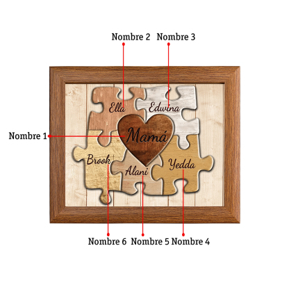 A mi mamá-Marco de 3-9 nombres personalizados rompecabezas de madera-Jessemade ES