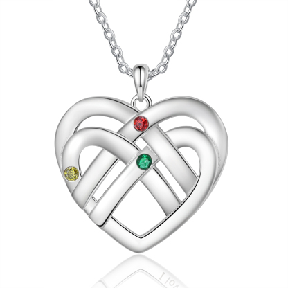 Collar de corazón con 3 nombres y piedras de nacimiento personalizados con texto-Jessemade ES