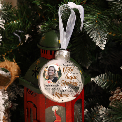 Bola navideña conmemorativa Adorno de Navidad 3 textos y 1 foto personalizados con pluma -Jessemade ES