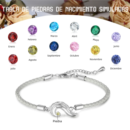 Pulsera de pareja 2 nombres personalizados con 2 piedras de nacimiento