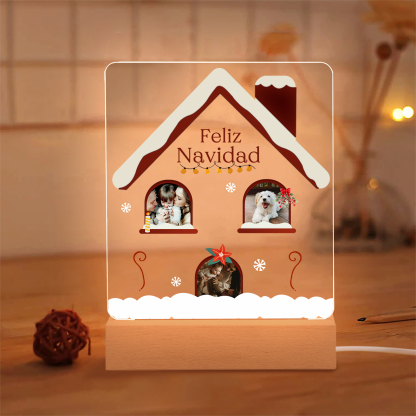 Navidad-Lámpara Luz de Noche LED Feliz Navidad con 3 Fotos Personalizadas-Jessemade ES