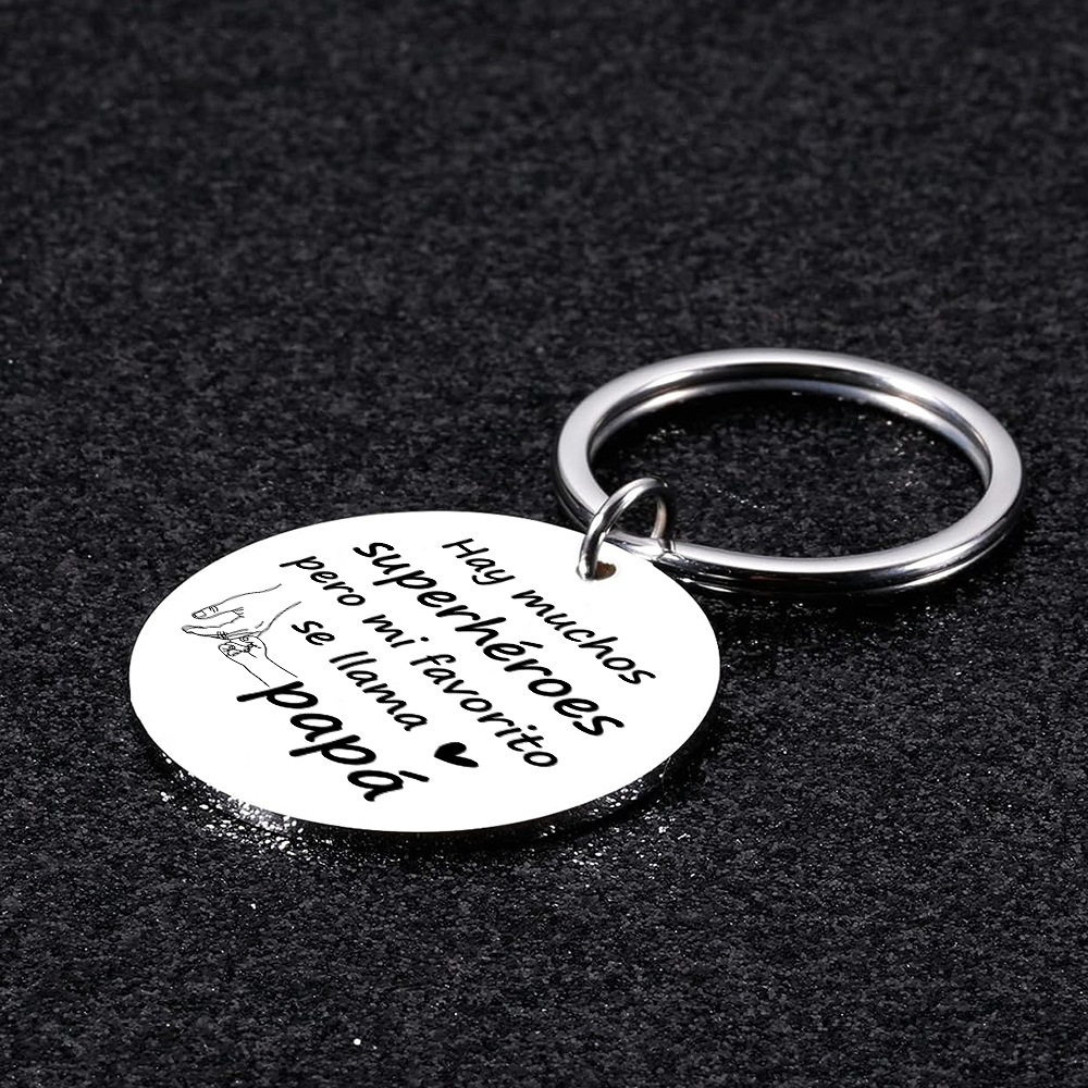 A mi papá-Llavero de placa redonda "papá mi superhéroe"-Jessemade ES