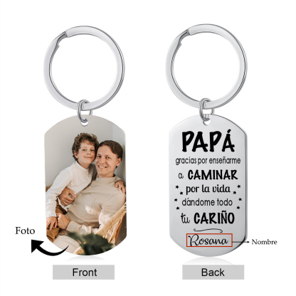 A mi papá-Llavero Personalizado con 1 Foto y 1 Nombre-Jessemade ES