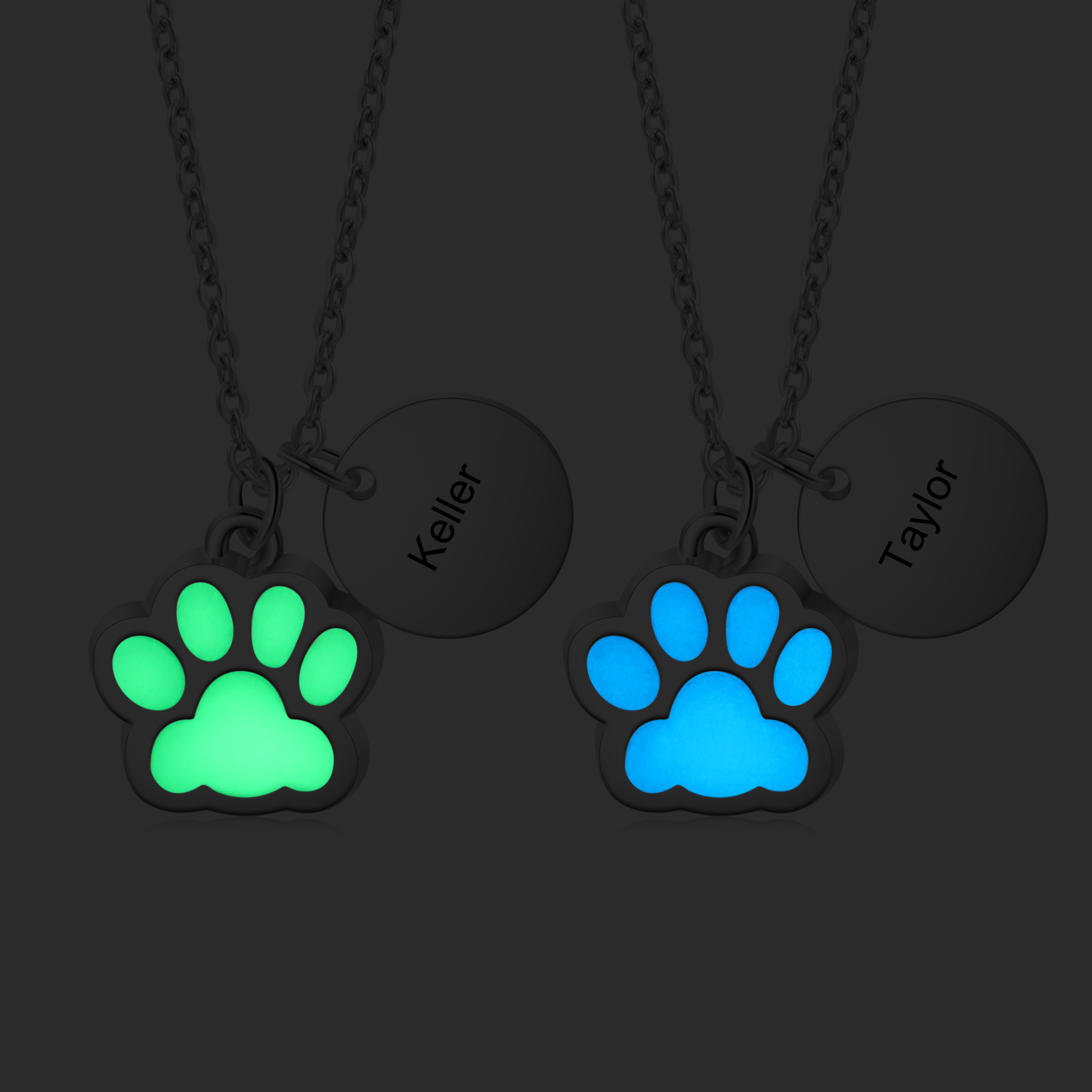 Collar para pareja de pata fluorescente con nombre personalizado-Jessemade ES