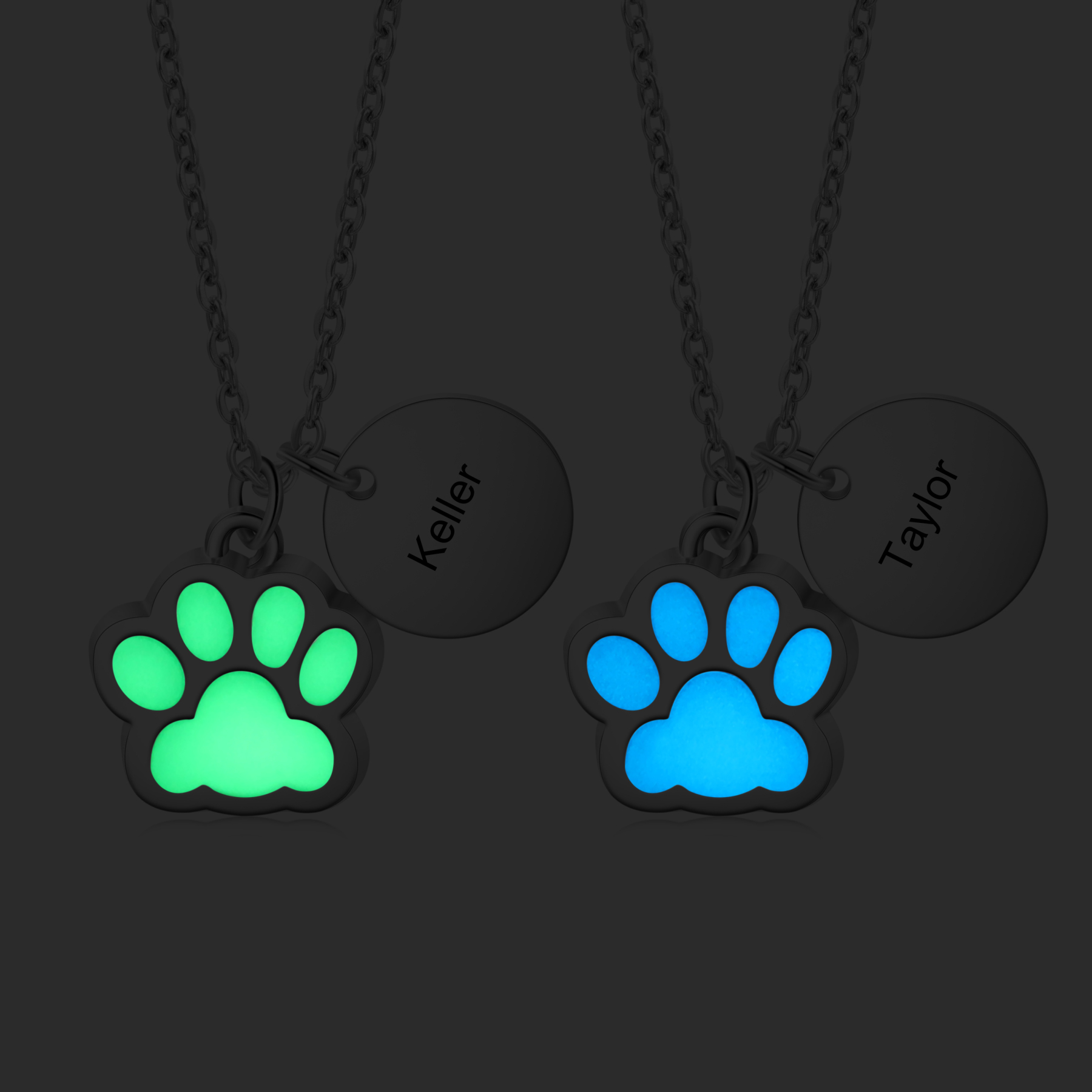 Collar para pareja de pata fluorescente con nombre personalizado-Jessemade ES