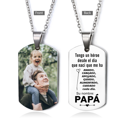 A MI PAPÁ-Collar de placa personalizada con foto-Jessemade ES