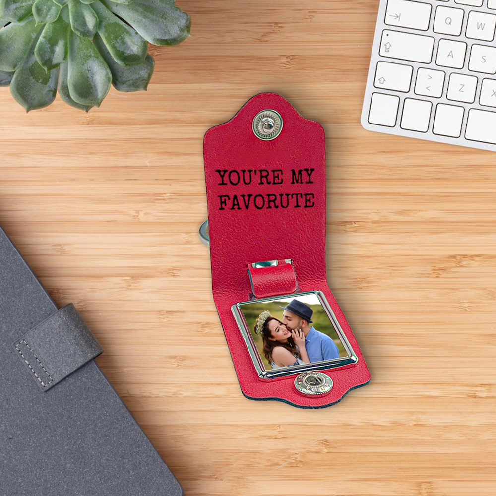 Llavero para pareja de cuero pinky swear personalizado con 1 texto, 2 letras y foto-Jessemade ES