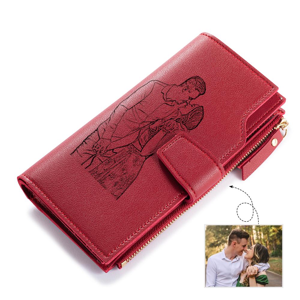 Cartera, billetera con 1 foto y 3 textos personalizados monedero clásico para mujer | Jessemade