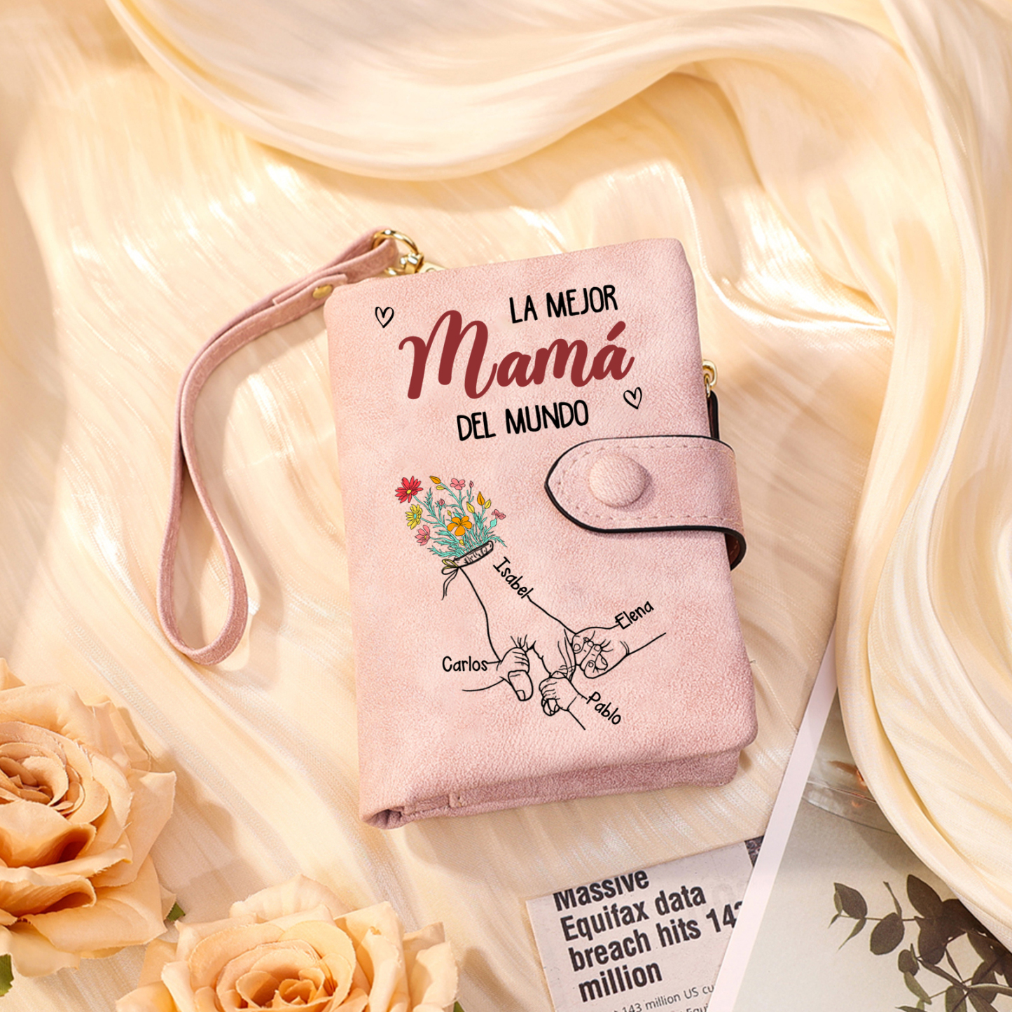 Monedero “La mejor abuela del mundo” personalizable con 1‑6 nombres de niños y 1 nombre de adulto. Regalo de cumpleaños o Día de la Abuela para la yaya | Jessemade