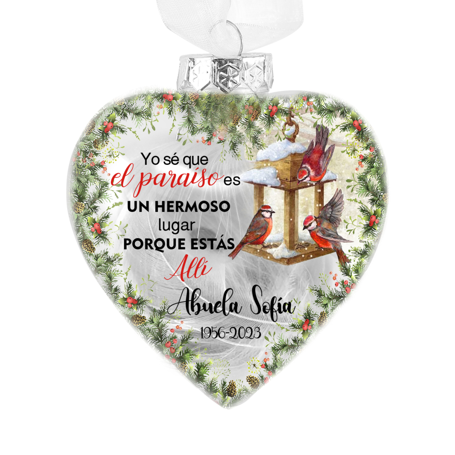 Bola navideña conmemorativa Adorno de Navidad 2 textos personalizados con pluma -Jessemade ES