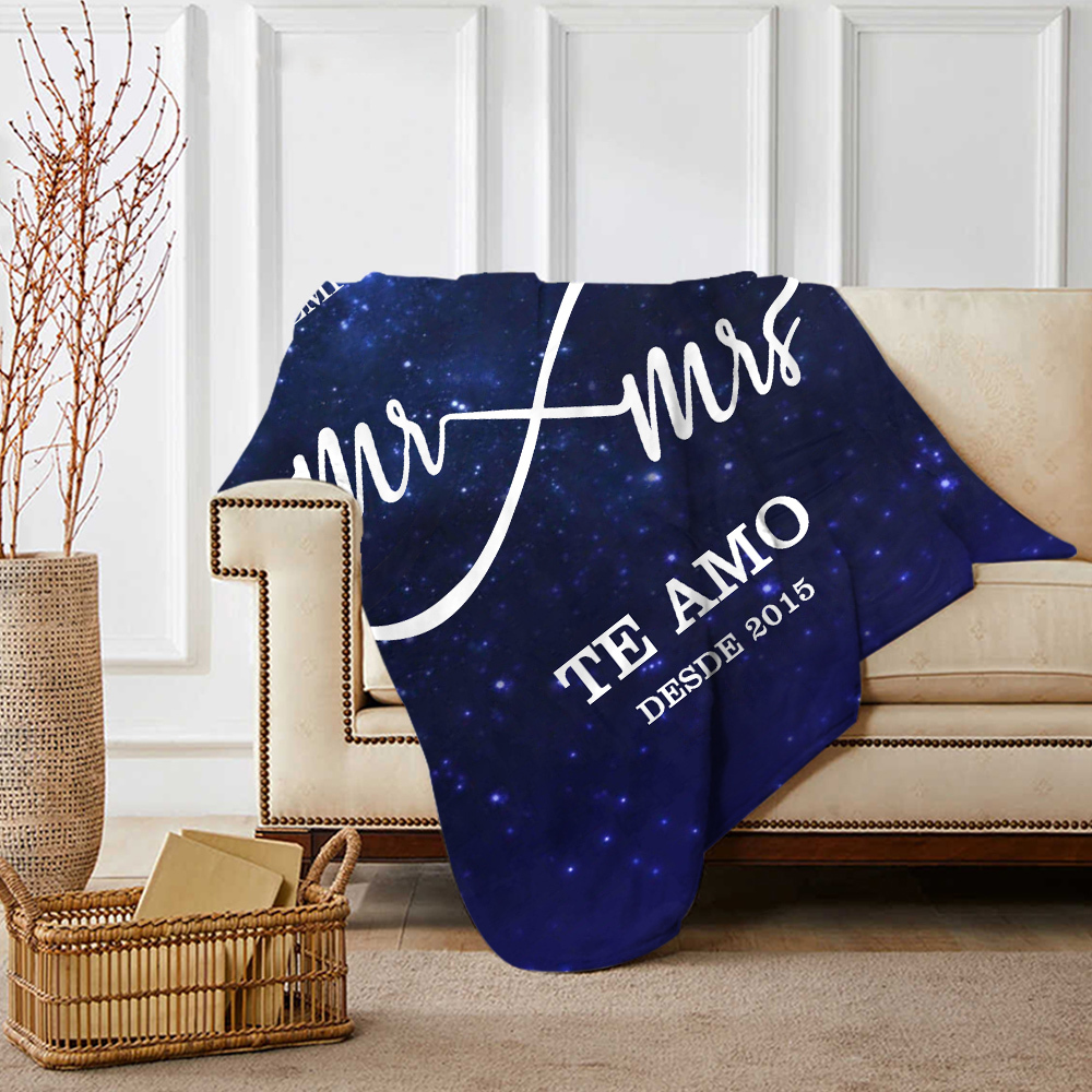 Pareja-Manta de buen calidad de infinito personalizada con 2 nombres y fecha-Jessemade ES