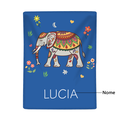 Manta de buen calidad con Elefante personalizada con 1 nombre-Jessemade ES