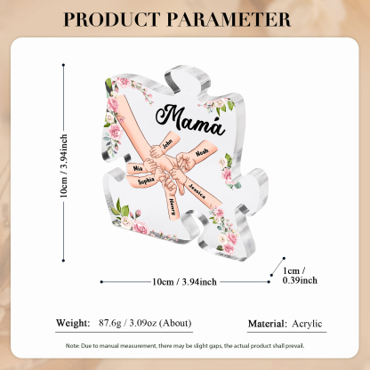 A mi mamá/abuela-Placa de acrílico en forma de corazón mano a mano con 1 texto y 6 nombres personalizados | Jessemade