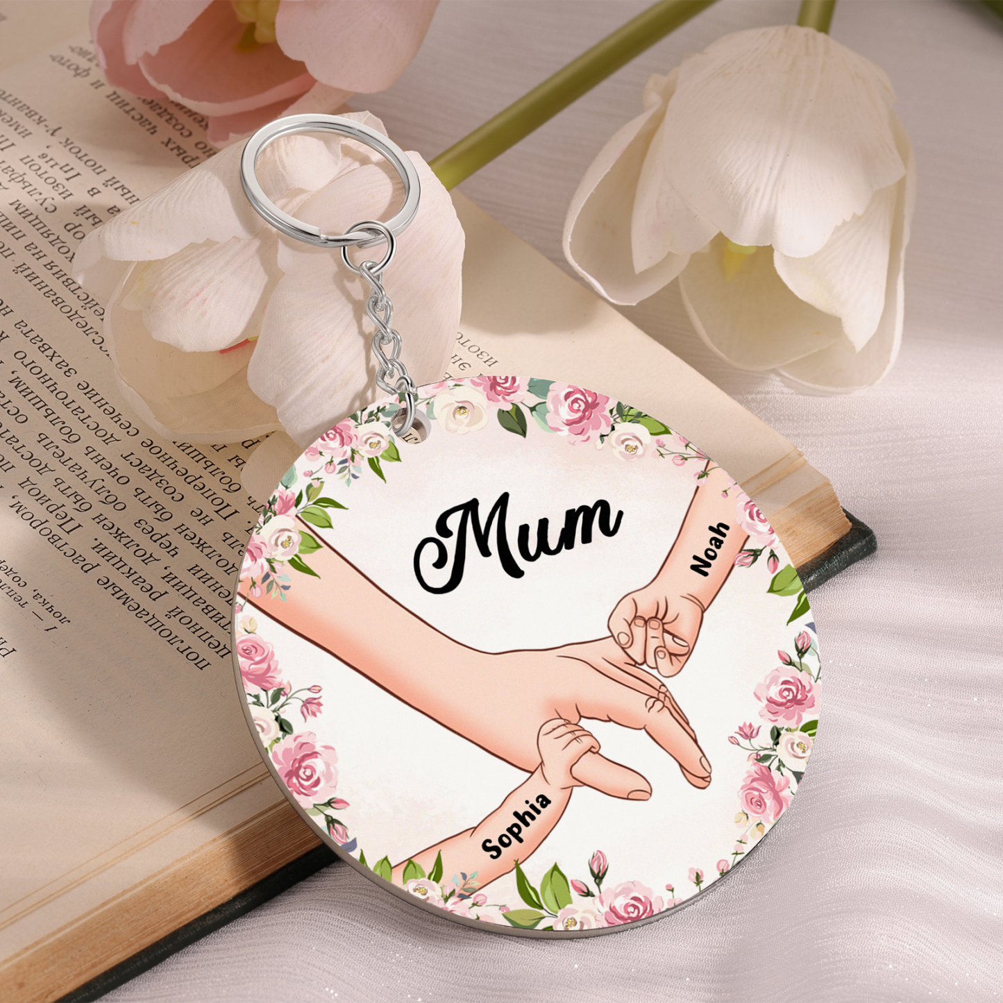 A mi mamá/abuela - Llavero/Colgante 1-6 Nombres y 1 Texto Personalizados de Acrílico-Jessemade ES