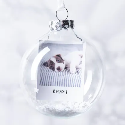 Bola navideña Adorno de Navidad 1 foto y 1 texto  personalizados