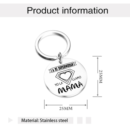 A mi mamá - Llavero de placa redonda "mi superwoman"-Jessemade ES