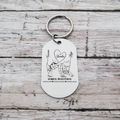 A familia-Llavero 2-6 Nombres Personalizados MANOS COGIDAS-Jessemade ES