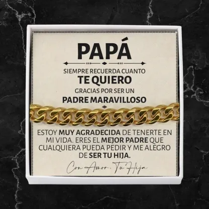 A mi Papá - Pulsera cubana de acero inoxidable con cadena curva para hombre