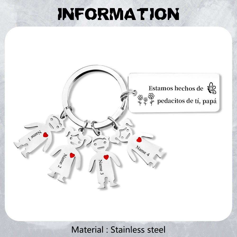 A mi papá - Llavero con 1-6 nombre personalizado en "niños"-Jessemade ES
