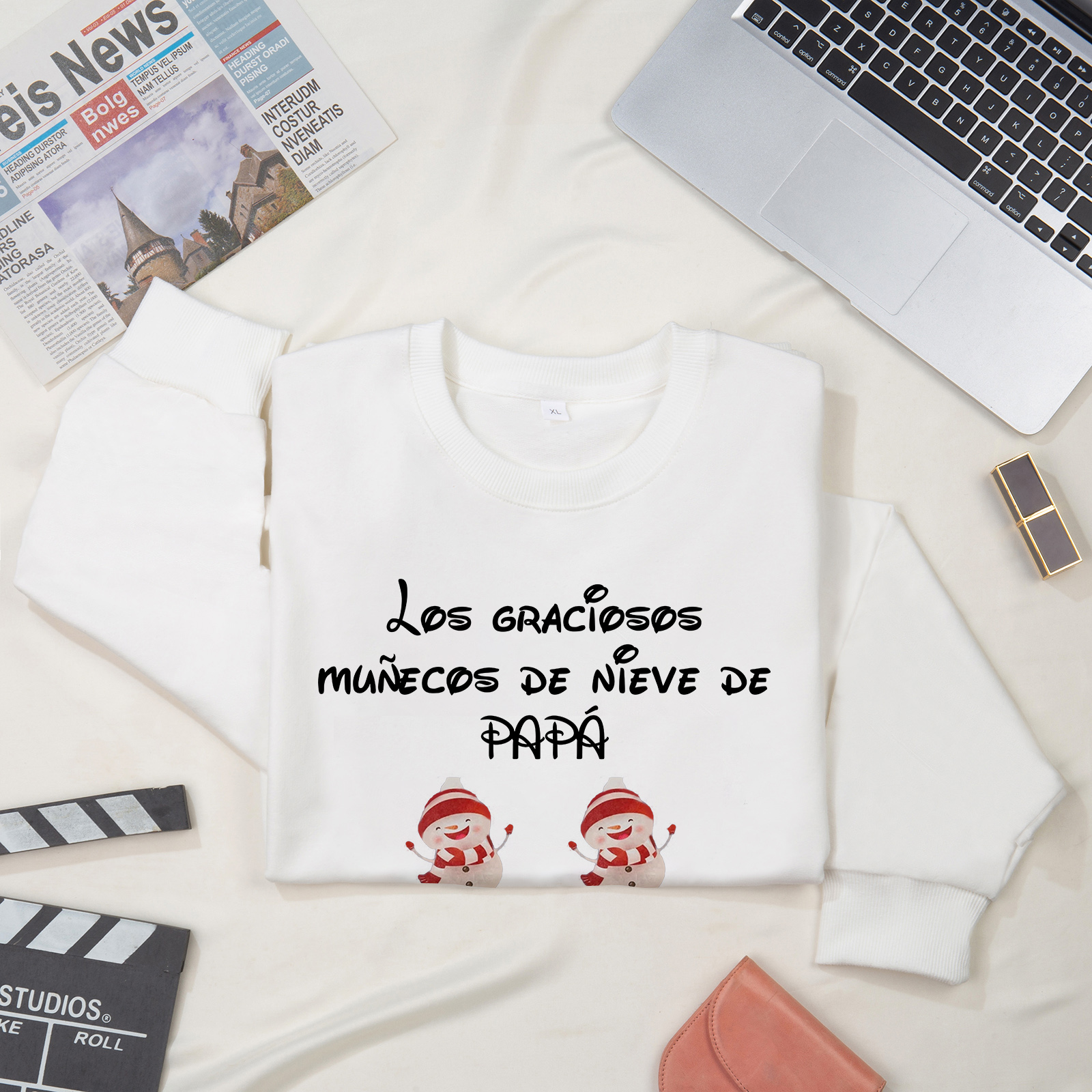 Familia-Sudadera "Muñecos de nieve" 3 nombres personalizados-Jessemade ES