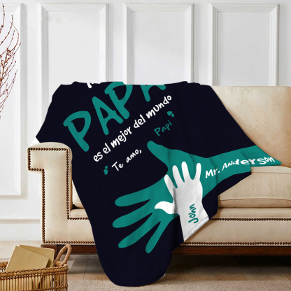 A mi padre-Manta de buen calidad de mano y manito personalizada con 2 nombres-Jessemade ES