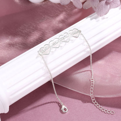 Pulsera 1-4 nombres personalizados con dije de corazón-Jessemade ES