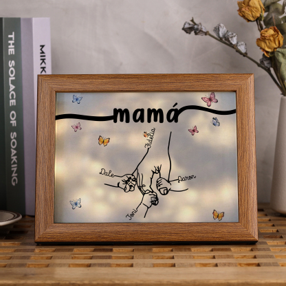 A mi mamá-Marco de 2-7 nombres y 1 texto personalizados de madera-Jessemade ES