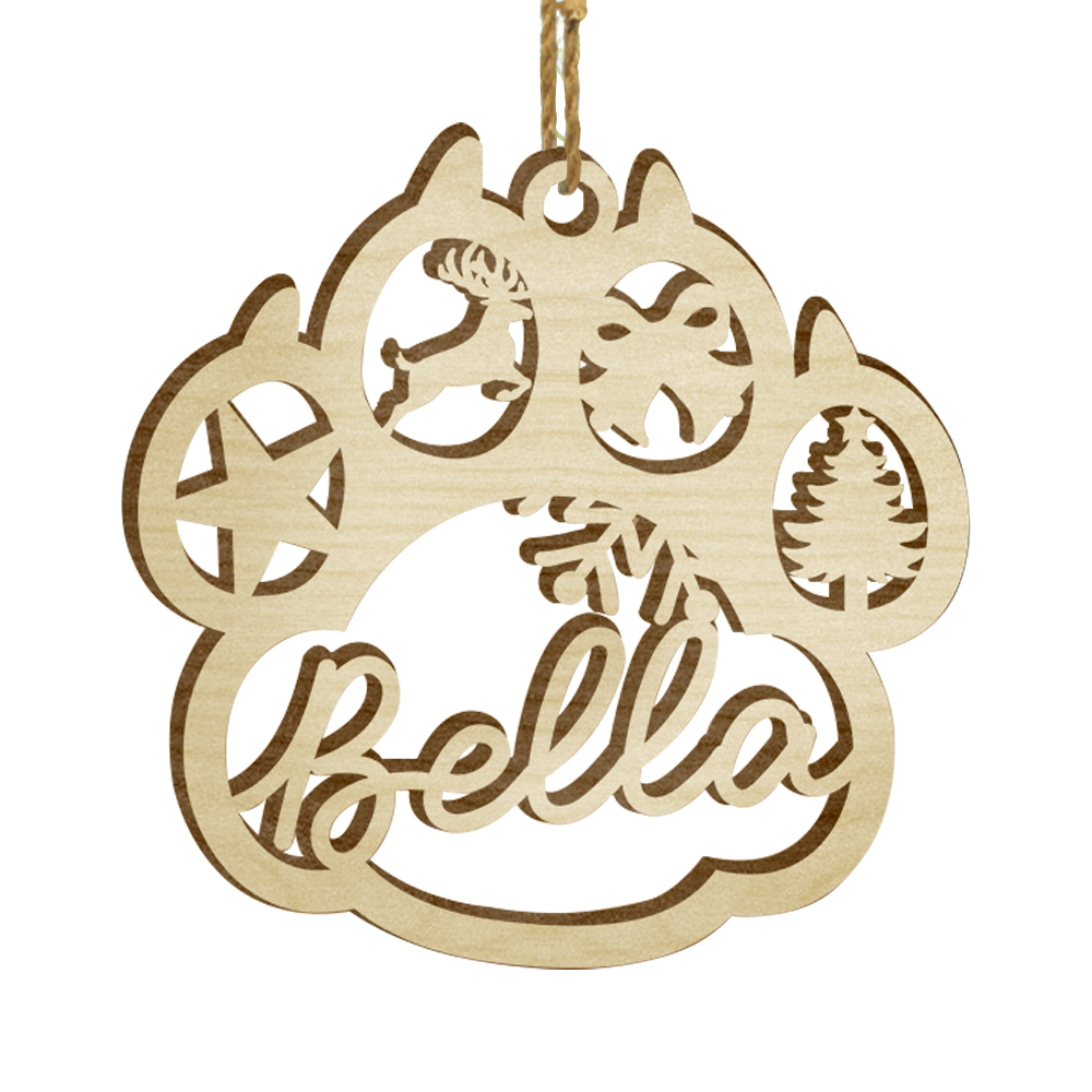 Navidad-Ornamento navideño de patas de perros y gatos 1 nombre personalizado