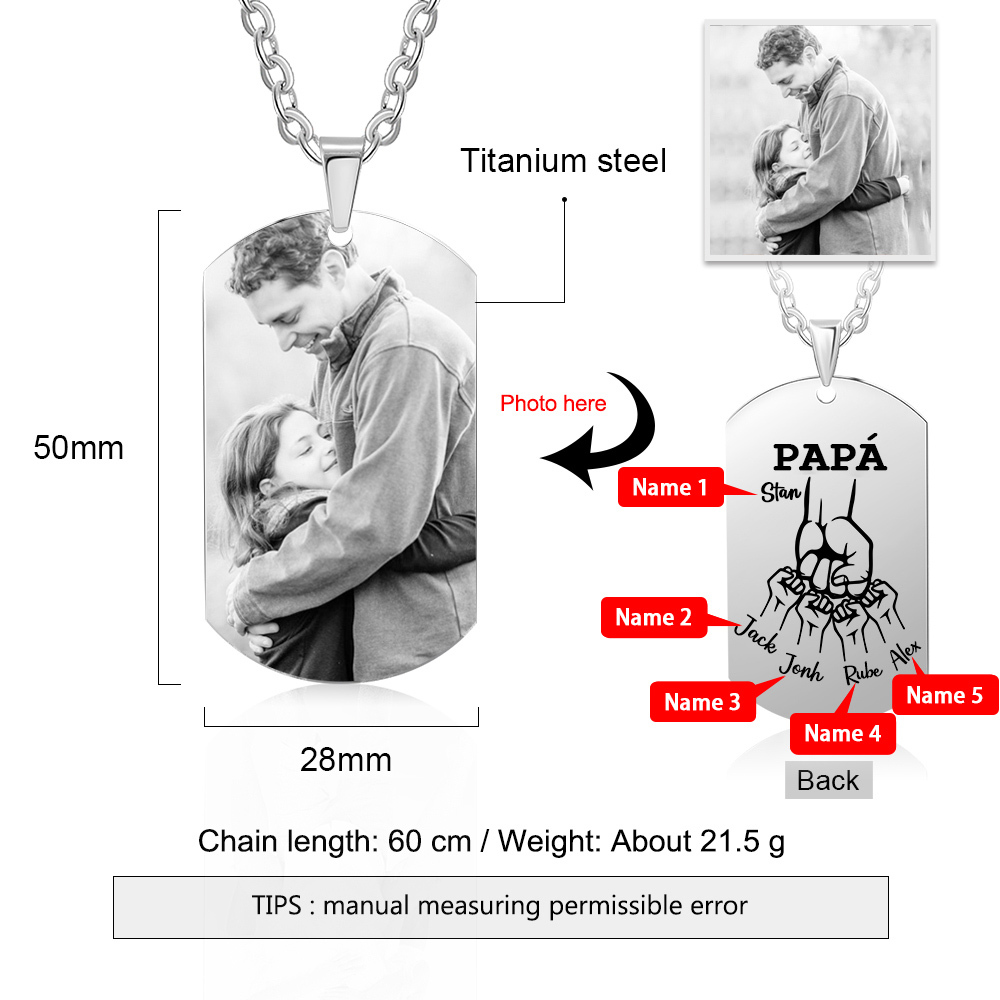 A MI PAPÁ-Collar 2-6 nombres personalizados de placa puño con puño-Jessemade ES