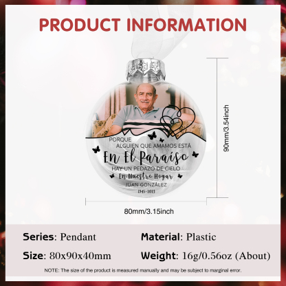 Bola navideña conmemorativa Adorno de Navidad 2 textos y 1 foto personalizados con pluma -Jessemade ES