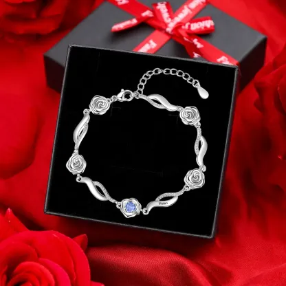 Pulsera para Mujer Rosa 1 Nombre Personalizado con 1 Piedra de Nacimiento