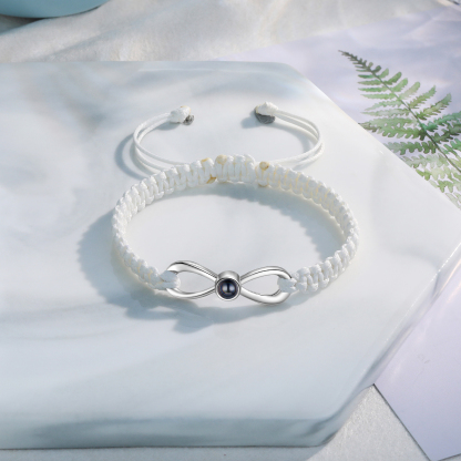 Pulsera con proyección de foto en color con dije de lazo y 3 colores de cuerda ajustable-Jessemade ES