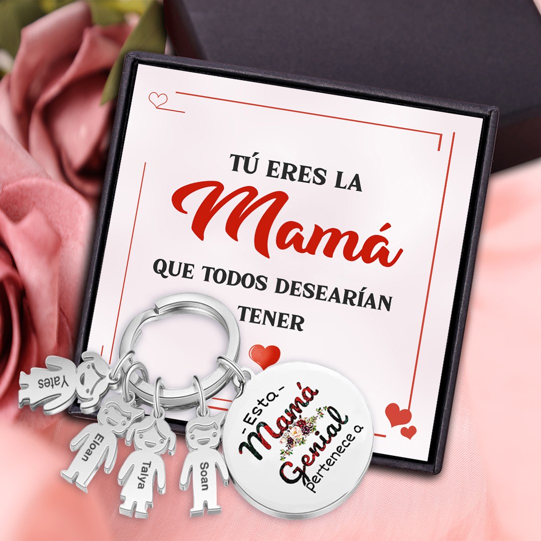 A mi mamá - Llavero 1-5 Nombres Personalizado con Charms de Niños-Jessemade ES