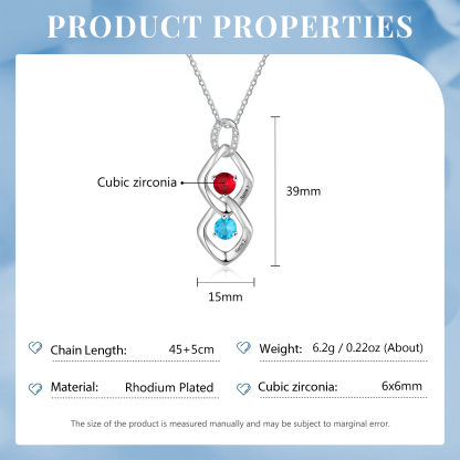 Collar de lazos con 2-5 nombres y piedras de nacimiento personalizados-Jessemade ES