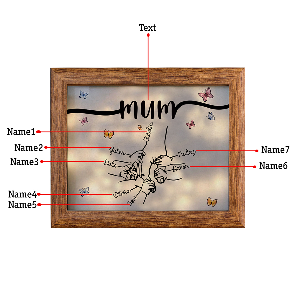 A mi mamá-Marco de 2-7 nombres y 1 texto personalizados de madera-Jessemade ES