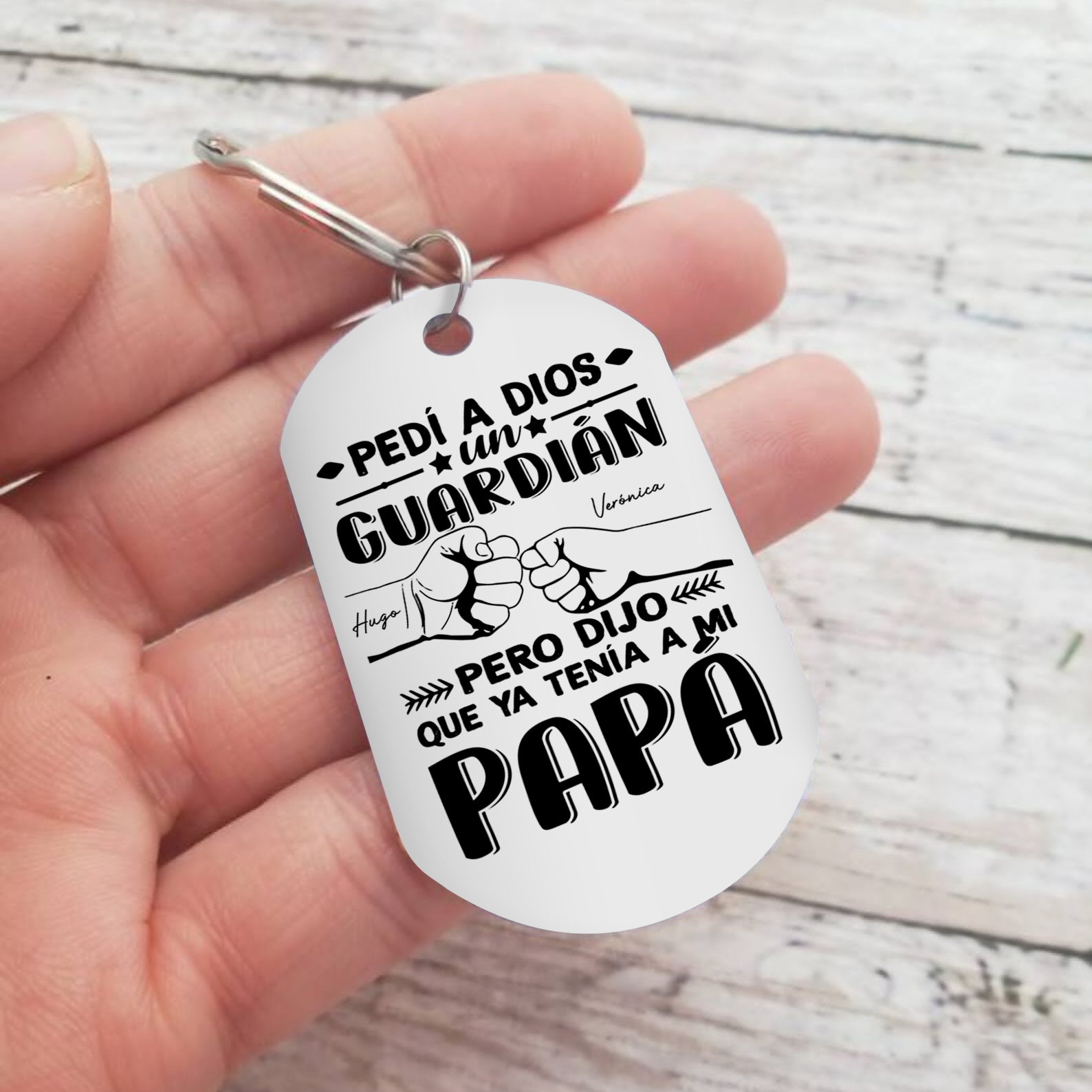 A mi papá-Llavero Personalizado PAPÁ MI GUARDIÁN 2 Nombres-Jessemade ES