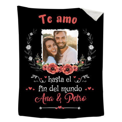 Pareja-Manta de buen calidad de foto personalizada con 2 nombres-Jessemade ES
