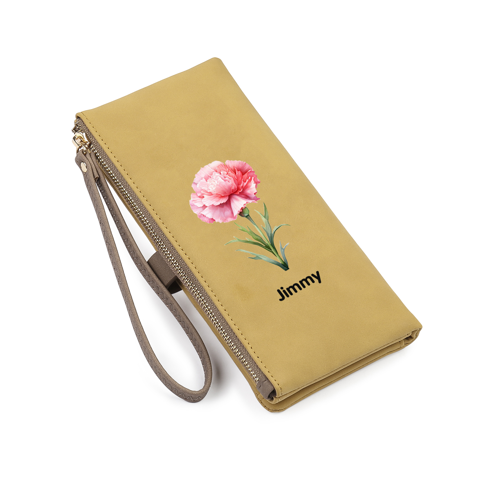 Cartera, billetera con 1 nombre y 1 flor de nacimiento personalizados monedero clásico para mujer-Jessemade ES