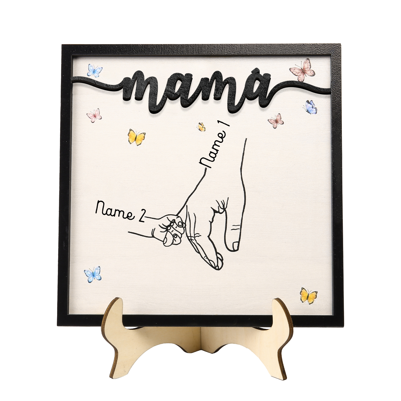 A mi mamá-Adorno 2-7 nombres personalizados decoración de madera mano con manitos-Jessemade ES