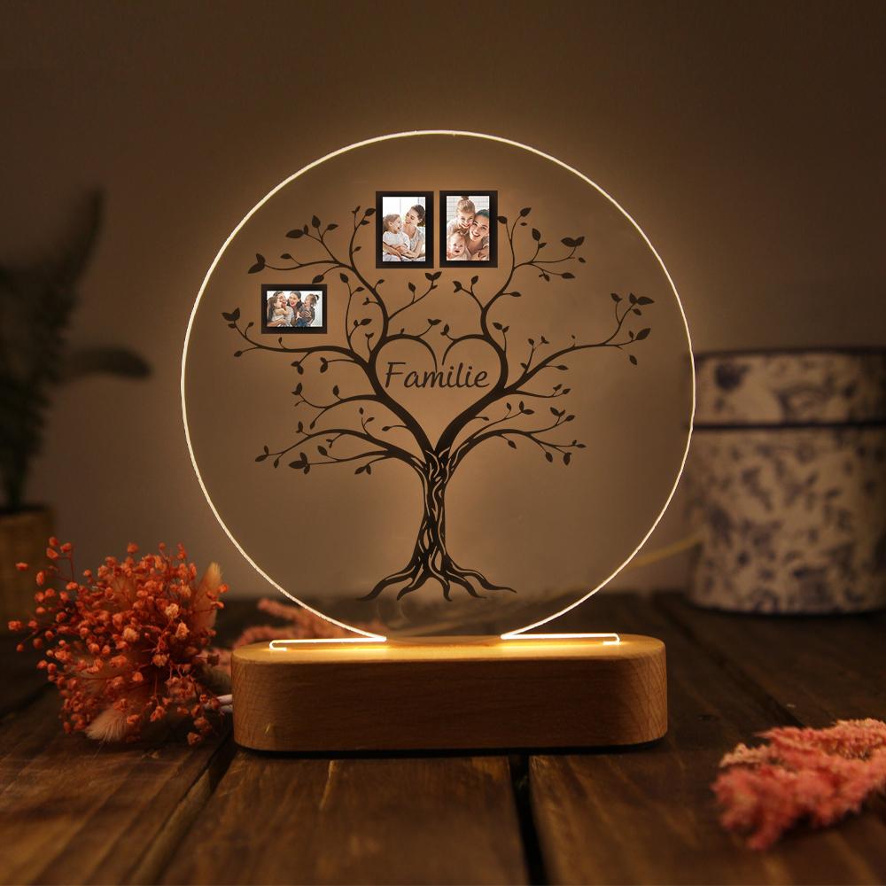 A mi mamá/abuela-Lámpara 3D Ilusión Luz de Noche Personalizada con 2-6 Fotos y 1 Texto-Jessemade ES