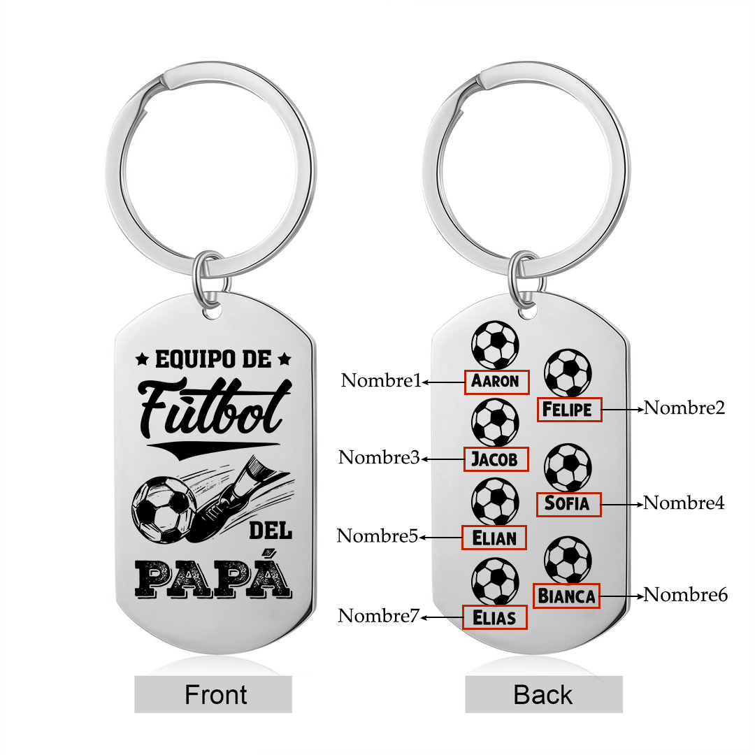 A mi papá-Llavero 1-7 Nombres Personalizados EQUIPO DE FÚTBOL DEL PAPÁ-Jessemade ES