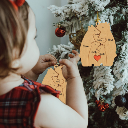 Navidad-Ornamento muñecos navideño de madera familia de canguros 5 nombres personalizados adorno del árbol-Jessemade ES