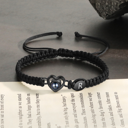 Pulsera con proyección de foto en color con dije de corazón y 2 colores de cuerda ajustable-Jessemade ES