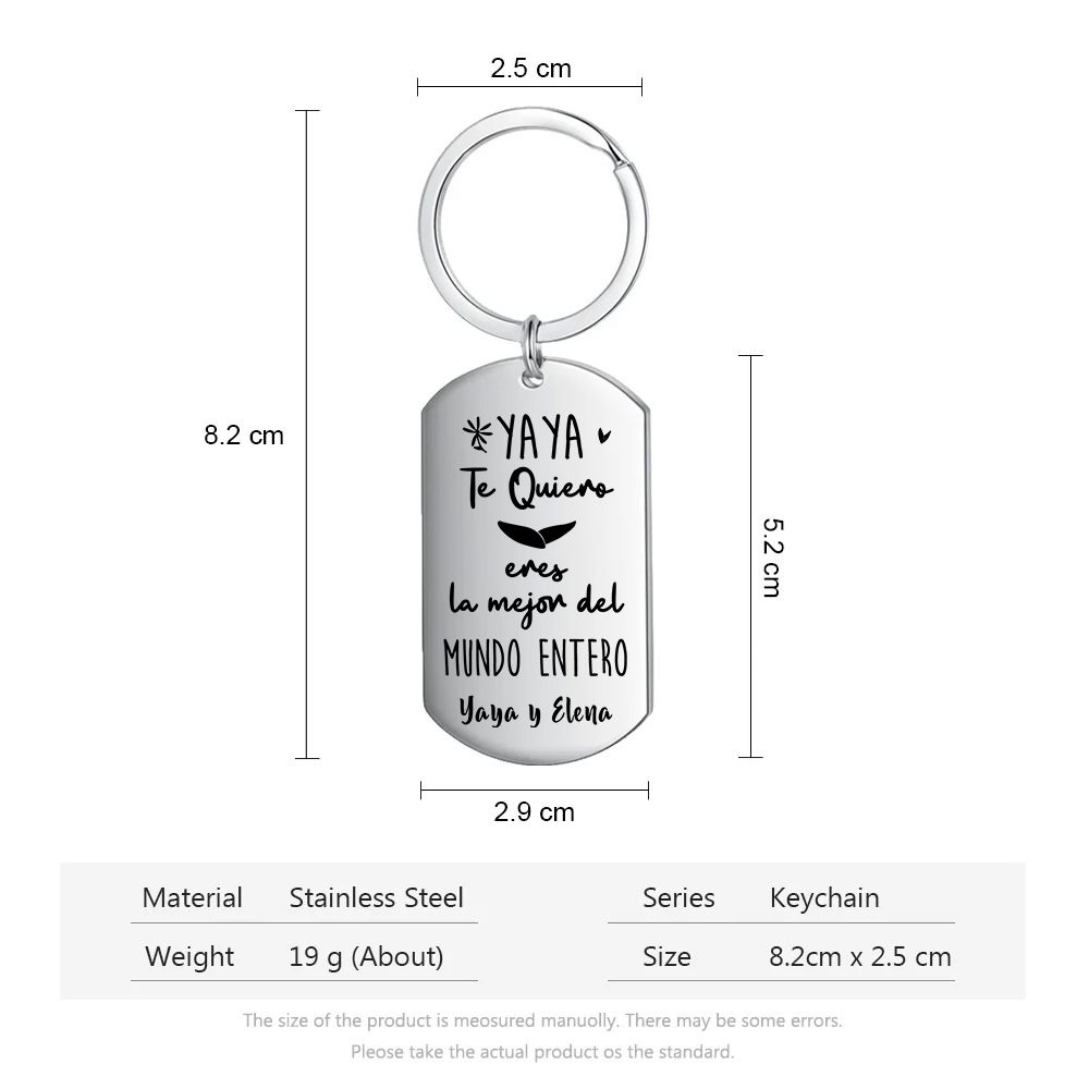 A mi abuela - Llavero 1 Texto Personalizado YAYA TE QUIERO-Jessemade ES