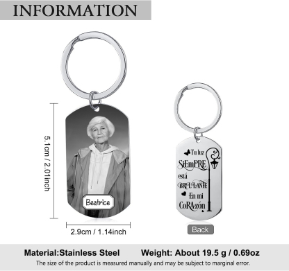 Llavero conmemorativo a un ser querido personalizado con foto y nombre-Jessemade ES