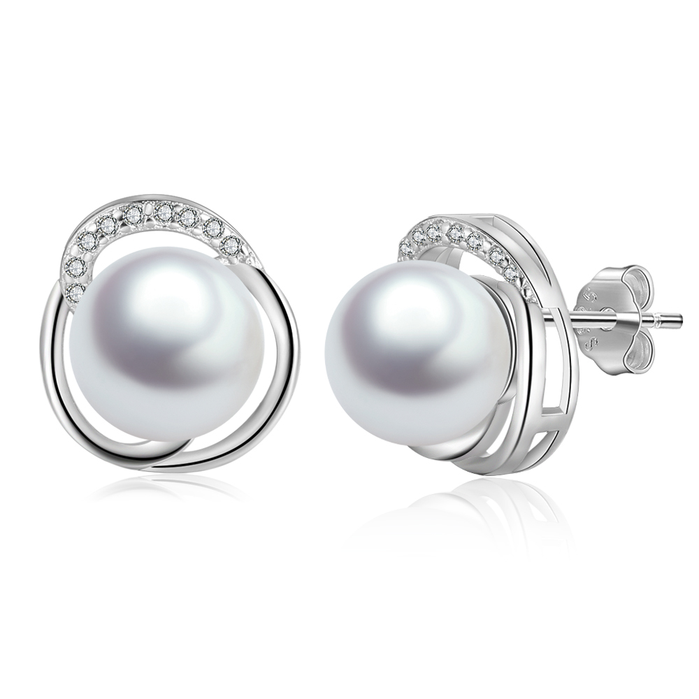 Pendientes elegantes con perlas aretes-Jessemade ES