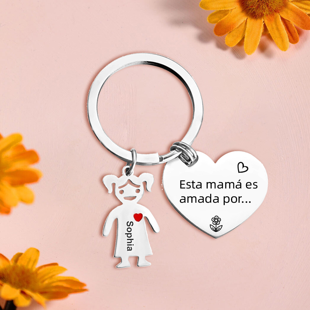 A mi mamá - Kit de regalo de cartera, llavero con "1 niño", tarjeta y caja nombre y flor de nacimiento personalizados | Jessemade